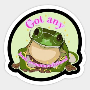 Girly book recommendation frog Sticker